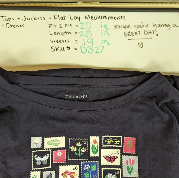 New TALBOTS sz. M Cotton Postage Stamp Novelty Tee Travel Comfy Casual Top Shirt - Picture 8 of 8